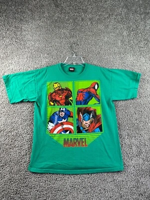 Рубашка Marvel Mad Engine для мальчиков очень большая зеленая Spiderman Iron Man короткий рукав - Изображение 1 из 4