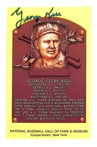 George Kell Autographed Yellow Hall Of Fame Plaque HOF Tigers - Picture 1 of 1