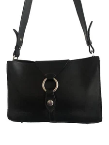 Borsa a tracolla Dooney & Bourke vintage anello alto nera, fodera marina Made in Italy - Foto 1 di 12