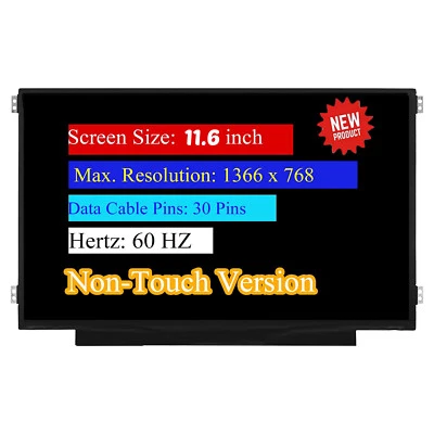 11.6" for ProBook 11 G2 LCD LED Non-Touch Screen Display Panel 30PIN 1366X768 - Image 1 of 4