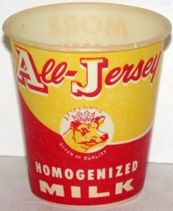 Vintage paper cup ALL JERSEY HOMOGENIZED MILK Queen cow pictured unused n-mint+ - Picture 1 of 2