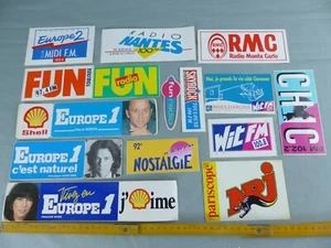 Lot de 15 autocollants stickers aufkleber EUROPE 1 FUN RADIO RMC NRJ VINTAGE A10 - Imagen 1 de 1