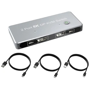 2x1 2 DP Input 1 DP Output Display 8K 30Hz 4K 144Hz KVM Switch Share 1 Monitor A - Zdjęcie 1 z 8