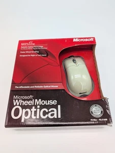 Microsoft Wheel White Mouse Optical PC Mac USB PS/2 w/ BOX & Manual New - Picture 1 of 5