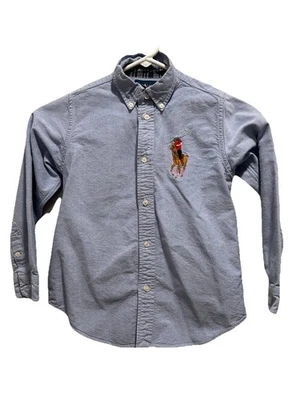 Polo Ralph Lauren для мальчиков с длинным рукавом на пуговицах синий большой пони размер 7 - Изображение 1 из 4