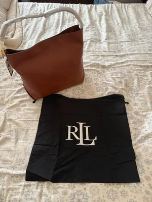 Bolso holgado de hombro grande Kassie de cuero encerado negro $495 LAUREN RALPH LAUREN Foto 1 de 4