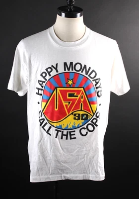 Camiseta De Colección Años 90 HAPPY MONDAYS Call The Cops Gira de Conciertos Para Hombre Talla XL Foto 1 de 4