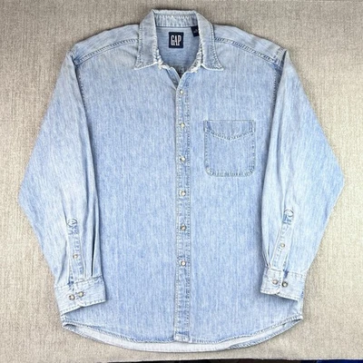 Camisa GAP De Colección Para Hombre XL Azul Denim Heritage Ropa de Trabajo Relajada Y2K Manga Larga Foto 1 de 4