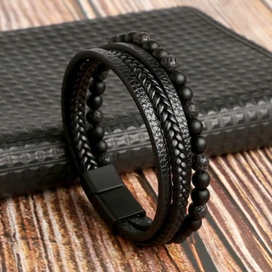 Mehrlagiges Handgewebtes Armband Naturstein Perlen Legierung Verstellbar Schmuck - Bild 1 von 7