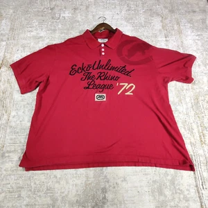 Ecko Unlimited Mens Size 3XB Red Polo Shirt Embroidered The Rhino League 72 Y2K - Picture 1 of 11