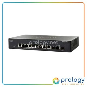 Cisco SG300-10P 10 x PoE RJ45 Gigabit Switch SRW2008P-K9 w/ Power Adapter Tested - Picture 1 of 2