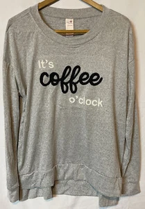 Neu IT’S COFFEE O’CLOCK Secret Treasures Damen X-LG 16-18 Hacci PJ Top Shirt - Bild 1 von 4