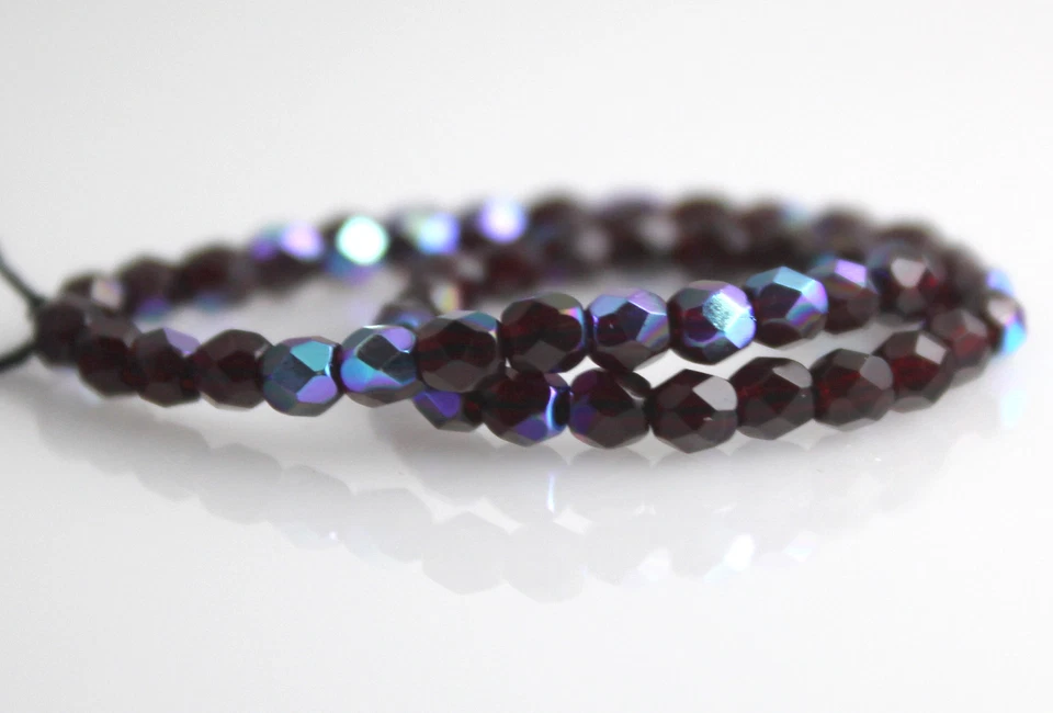 Granate Rojo AB - 50 Cuentas de Vidrio Checo Esmalte al Fuego Redondas Facetadas de 3 mm Foto 1 de 1