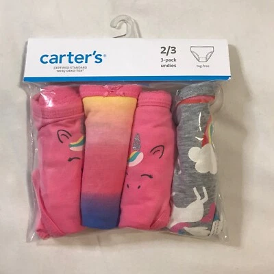Carters Ropa Interior Niñas 2/3 Años Rosa Gris Unicornio Etiqueta Gratis Paquete de 4 Foto 1 de 4