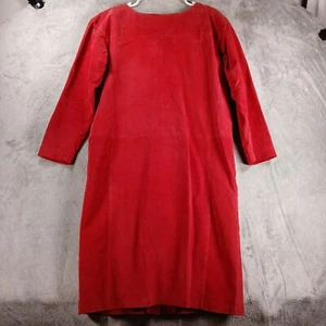 Abito donna vintage anni 70 Margaret Godfrey 12 rosso pelle scamosciata tubino aderente - Foto 1 di 11