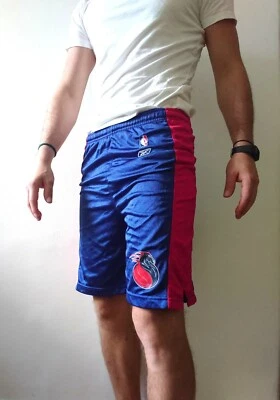 Vintage Reebok detroit pistonsNBA Basketball short blue with red with Embroidere - Image 1 of 4