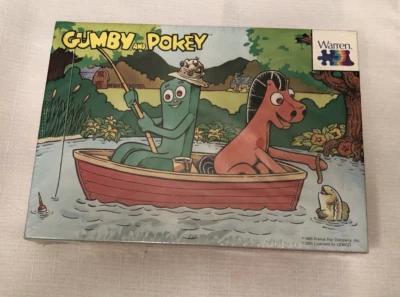 Factory Sealed 1985  GUMBY and POKEY 100 Piece Warren Jigsaw Puzzle 11.5"x6.25" - Image 1 of 4