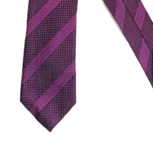 Egara Silk Tie Men’s Long 61.75” Purple Woven Satin Stripe Designer Skinny New - Picture 1 of 4
