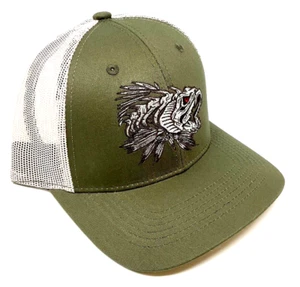 BONEFISH FISHING SKELETON CURVED BILL ADJUSTABLE MESH TRUCKER SNAPBACK HAT CAP - Picture 1 of 4