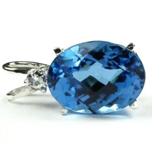 Colgante de plata de ley 925, topacio azul suizo, SP085 - Imagen 1 de 4