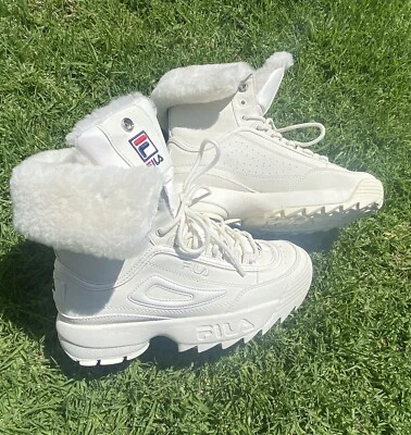 Fila Disruptor Womens Ivory Faux Fur Lined Winter Boots 5HM00559-125 Size 7.5 - Image 1 of 4