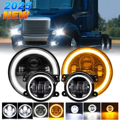 7inch LED Headlight Hi/Lo Project & 4'' Fog Light Fit Freightliner Century Class - Image 1 of 4