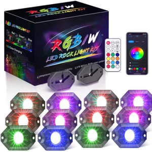 12Pcs RGB LED Rock Light Wireless Bluetooth Music Offroad Truck UTV Multi-color - Picture 1 of 12