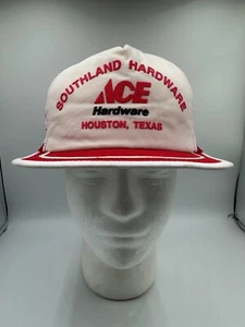 Vintage Ace Hardware Snapback Mütze 3 Streifen Mesh Trucker Houston TX hergestellt in den USA - Bild 1 von 10