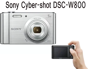 Sony Cyber-shot DSC-W800 Digital Camera Black Silver 20.1 MP 5x Optical Zoom - Picture 1 of 13