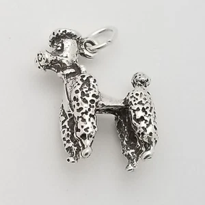 NUEVO Dije Pequeño Colgante Plata Esterlina 925 3D Caniche Perro Animal - Imagen 1 de 8