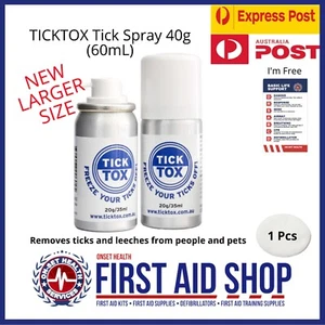 TICKTOX Tick Spray 40g (60mL) Ticks & Leeches Off also Pet Safe - First Aid - Picture 1 of 2