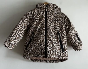 KULING Girls Jacket Size 3 Years (98) Leopard Padded Thick Hood Waterproof - Picture 1 of 18