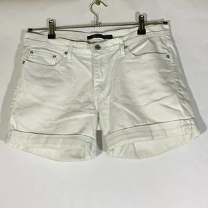 Levis White Denim Shorts Women Boyfriend Jean Cuff Flat Zip 4.5" Inseam Sz 8 - Picture 1 of 7