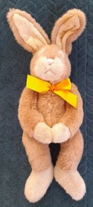 Russ Berrie Bunny Rabbit Brown with Yellow Ribbon Bow Soft Toy Salon Success - Picture 1 of 7