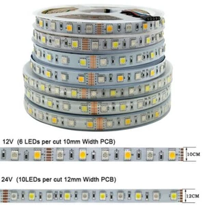 12V DC SMD 60LEDs/m 5050 Flexible RGBW RGBWW LED Strip Light Tape Ribbon 0.5-1m - Picture 1 of 11