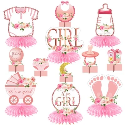 Centros de mesa para niñas 12 piezas decoraciones de baby shower de oro rosa rosa para baby shower Fl Foto 1 de 4