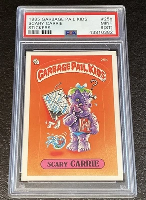 PSA 9 ST 1985 Topps Garbage Pail Kids Scary Carrie Matte Sticker #25b Series 1 - Image 1 of 3