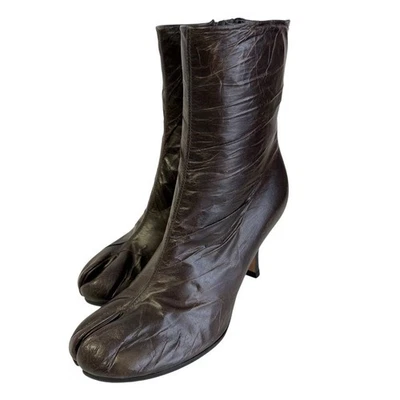 Maison Margiela Tabi Cuero Arrugado Botines 23Cm Marrón Damas Ropa Antigua Foto 1 de 4