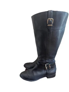 INC Womens Frankii Black Leather Tall Knee High Wide Calf Boots Size 11 M - Picture 1 of 18