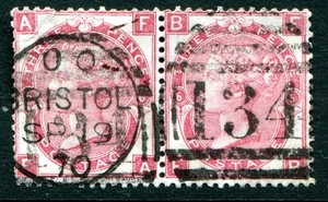 (156) VERY GOOD USED PAIR SG103 QV 3d ROSE PLATE 6 "BRISTOL" PMK - Picture 1 of 1
