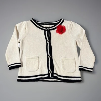 Suéter cardigã Olivia para Gymboree bebê meninas 6-12 meses botão para cima branco em excelente estado usado - Imagem 1 de 4