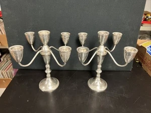 DUCHIN CREATIONS 925 STERLING SILVER 5 Prong Convertible Candelabra Candlesticks - Picture 1 of 8