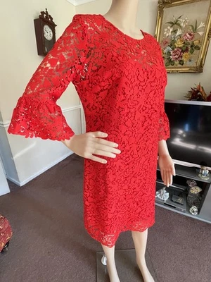 Occasional Boden “Brittany” Red Lace 3/4 raffle Sleeve Dress lined used once VGC - Image 1 of 4