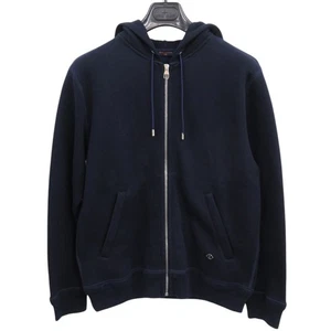 AUTHENTIC LOUIS VUITTON 1A3LW9 Travel Zip Up Hoodie Blue Duru cotton/Nylon - Picture 1 of 10