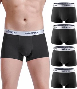 wirarpa Mens Trunks Underwear Cotton Boxer Briefs Short Leg Medium, Black - Picture 1 of 4