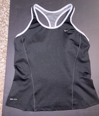 Camiseta sin mangas Nike para mujer grande espalda deportiva Dri Fit sujetador incorporado gimnasio deportivo negra Foto 1 de 4