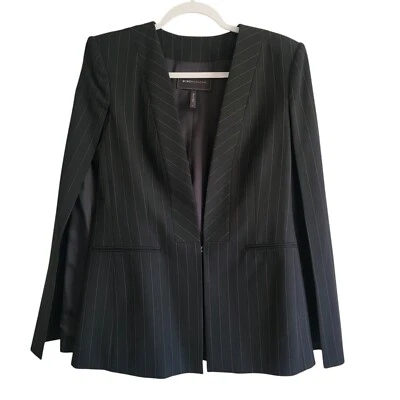 Новый BCBGMaxazria на заказ плащ Blazer крышка рукава полоски черный маленький - Изображение 1 из 4