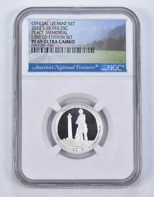 2013-S Silver PF69 ANT Peace Memorial Quarter Limited Edition NGC - Image 1 of 4