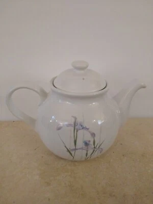 Corelle Teapot 5-Cup SHADOW IRIS Purple Floral 5.5" Tall with Lid Vintage  - Image 1 of 4