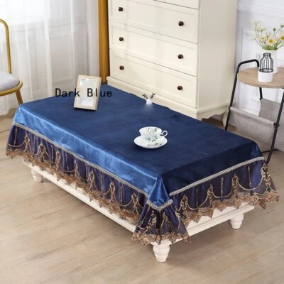 Rectangle Lace Velvet Tablecloth Table Cover Cloth Dinner Luxury European Style - Image 1 of 4